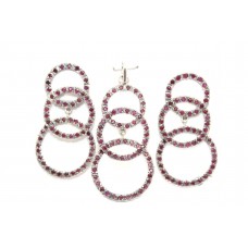 Handmade Pendant Earring Set 925 Sterling Silver Red Ruby Gem Stones A348